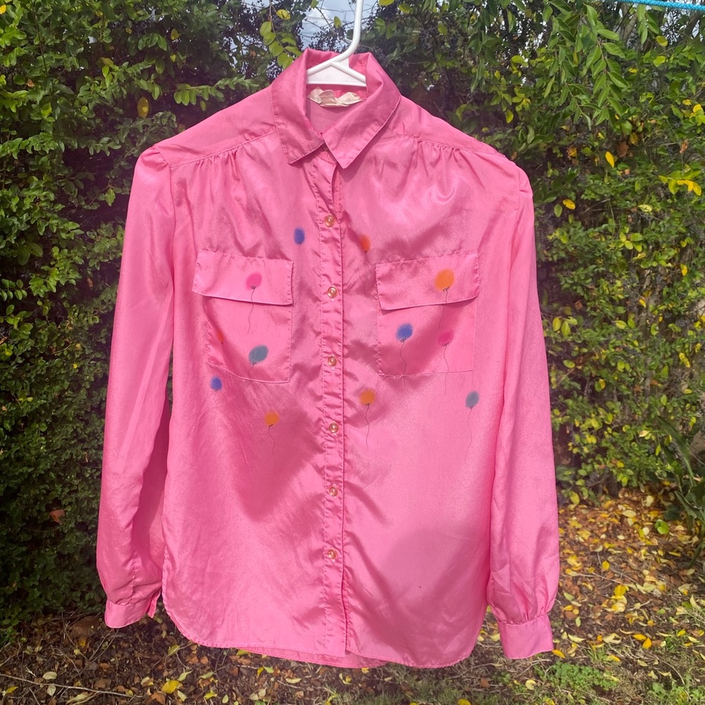 Vintage Saks Fifth Alley California hot pink blouse size XS